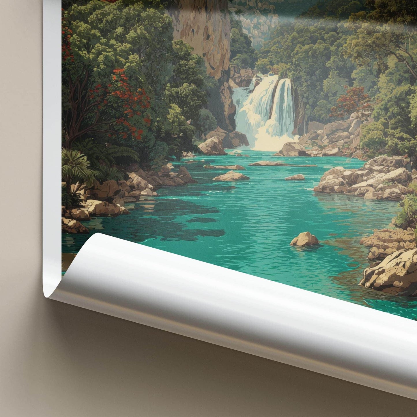 San Luis Potosi Poster - Mexico Travel Art - Lush Waterfall Oasis Home Decor
