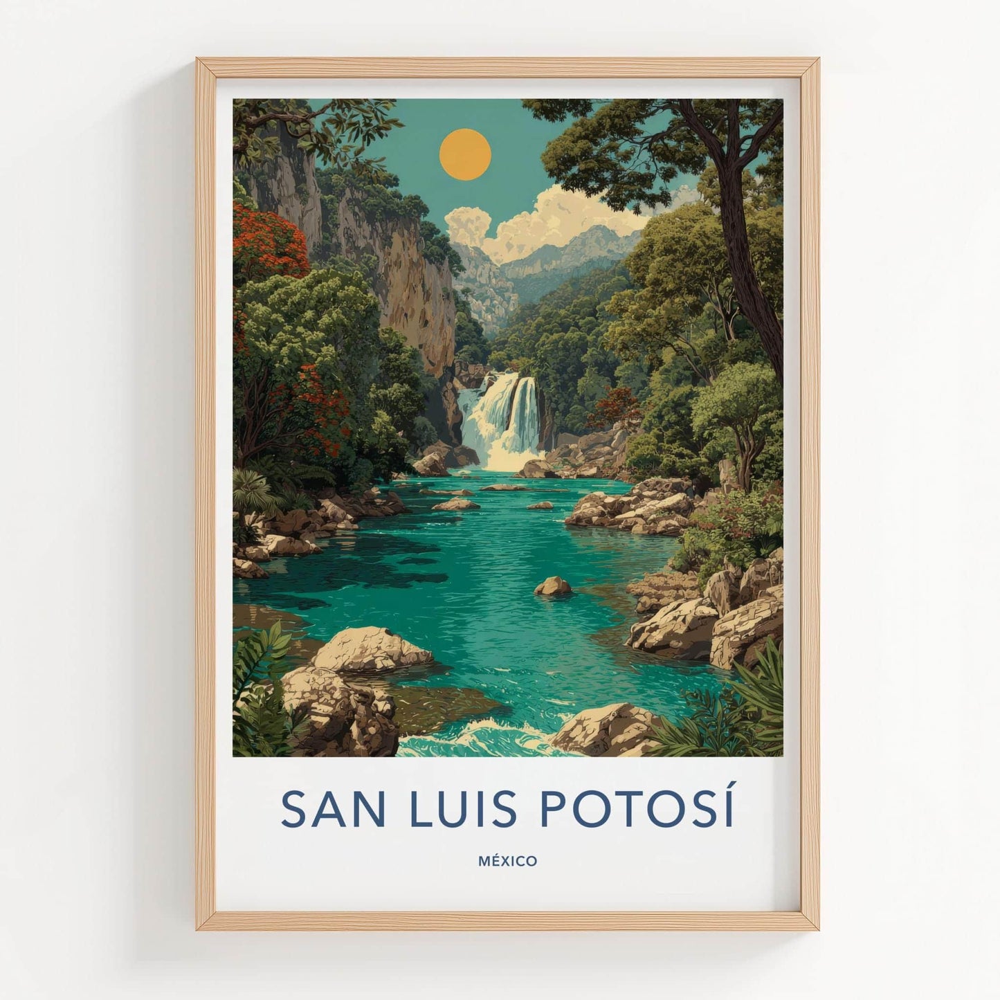 San Luis Potosi Poster - Mexico Travel Art - Lush Waterfall Oasis Home Decor