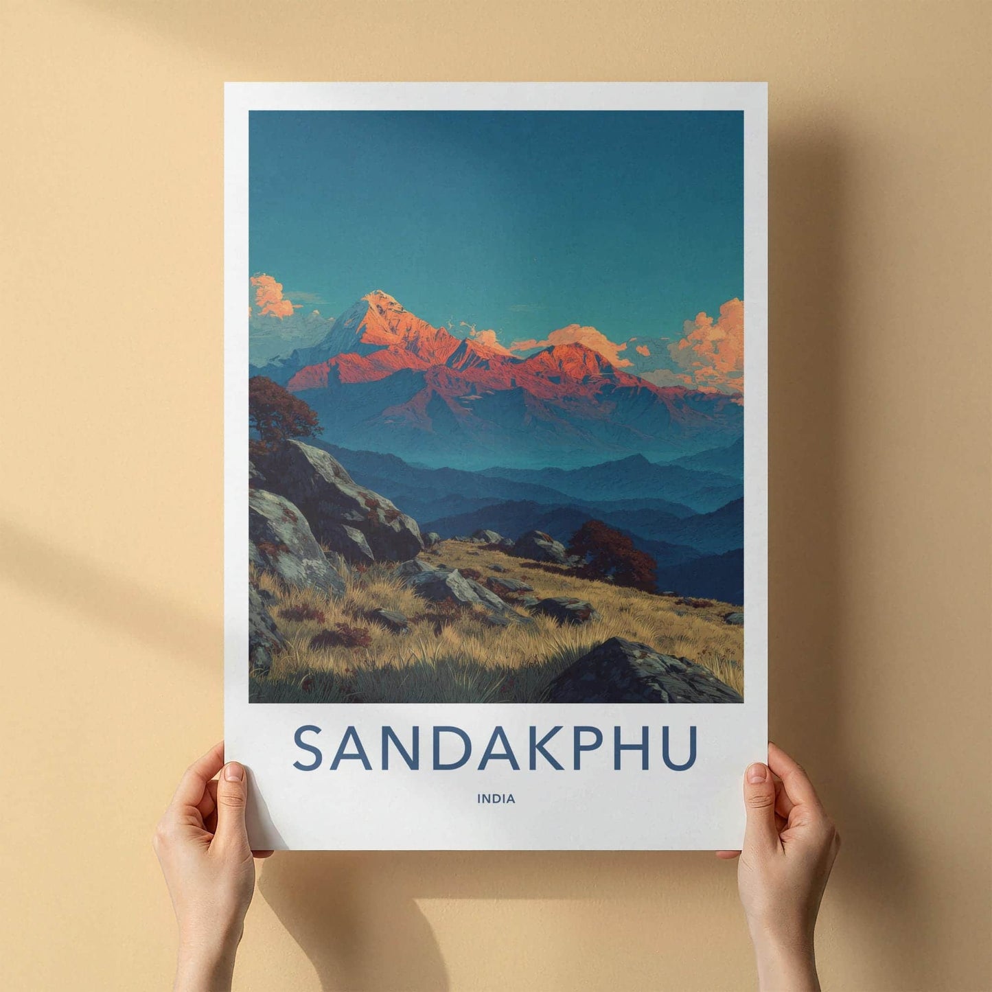 SANDAKPHU Poster - India Fine Art - West Bengal Glowing Mountain Peaks Home Art