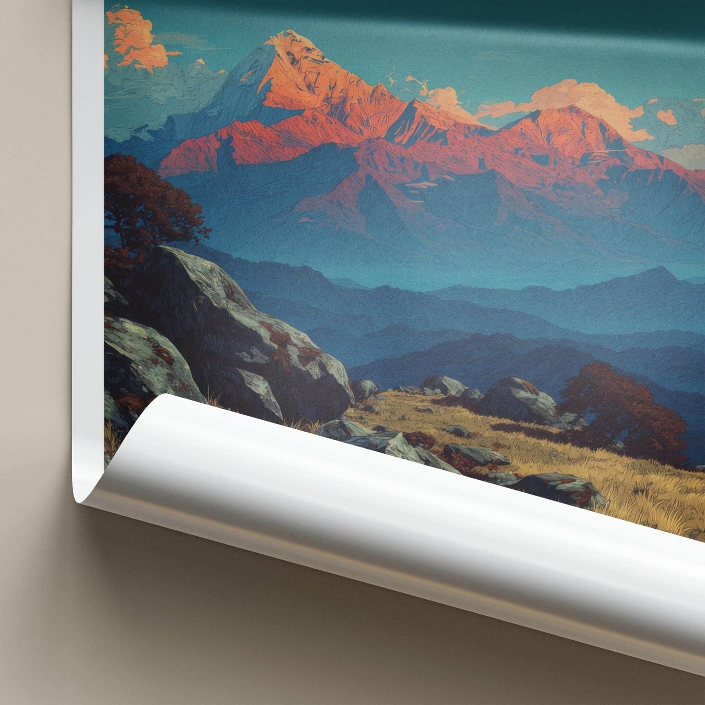 SANDAKPHU Poster - India Fine Art - West Bengal Glowing Mountain Peaks Home Art