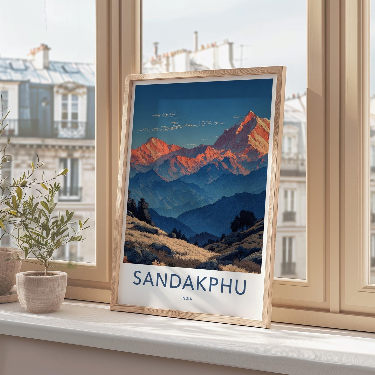 SANDAKPHU Poster - India Travel Art - West Bengal Mountain Sunrise Peaks Home Decor
