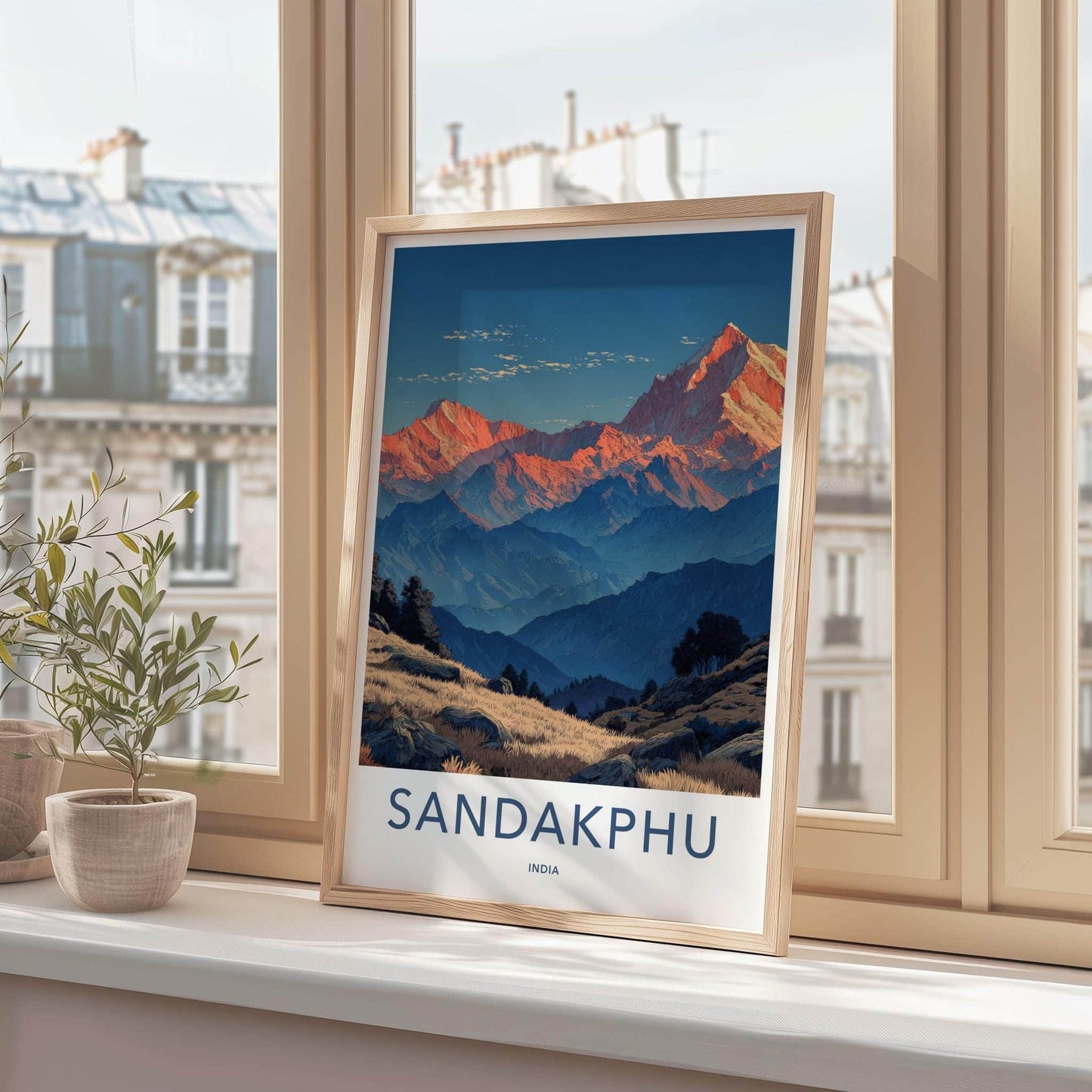 SANDAKPHU Poster - India Travel Art - West Bengal Mountain Sunrise Peaks Home Decor