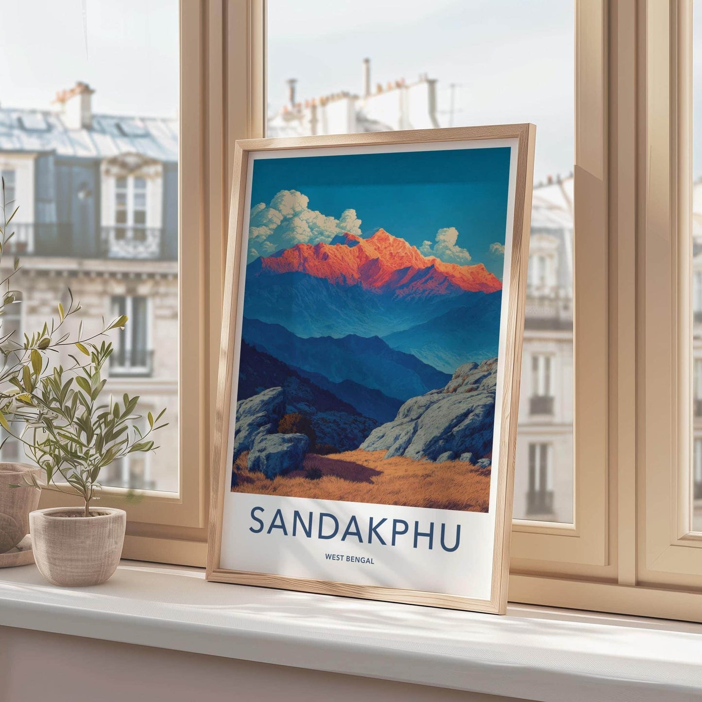 Sandakphu Poster - India Travel Art - West Bengal Orange Peaks Home Decor