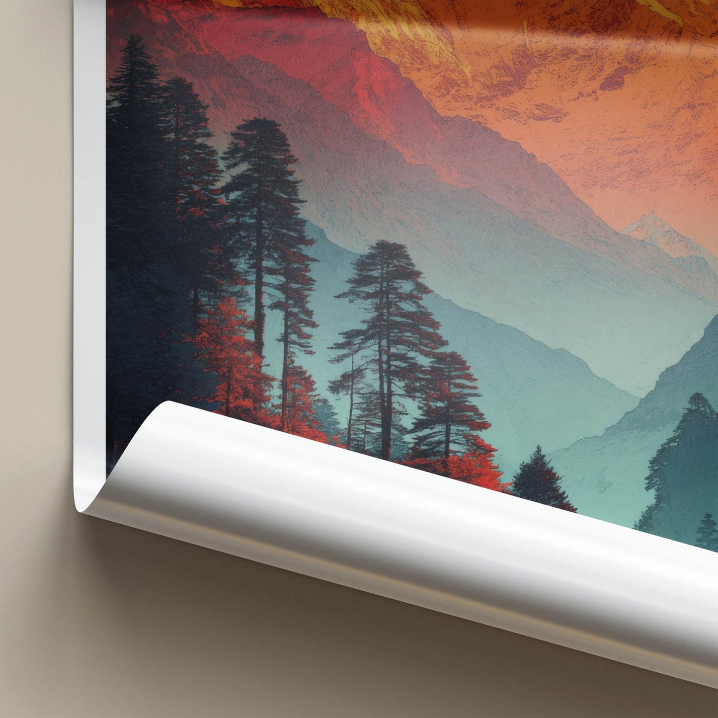 Sangla Valley Poster - India Himachal Pradesh Orange Peaks Wall Decor