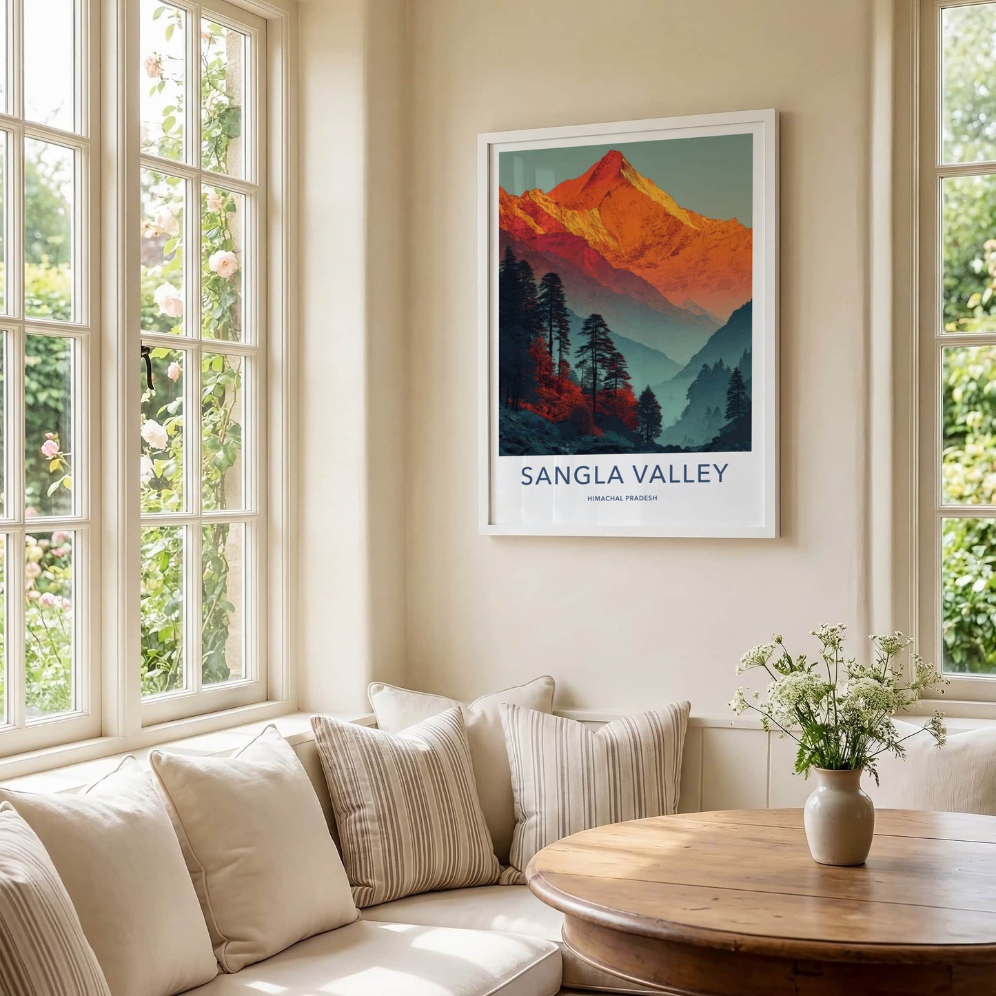 Sangla Valley Poster - India Himachal Pradesh Orange Peaks Wall Decor