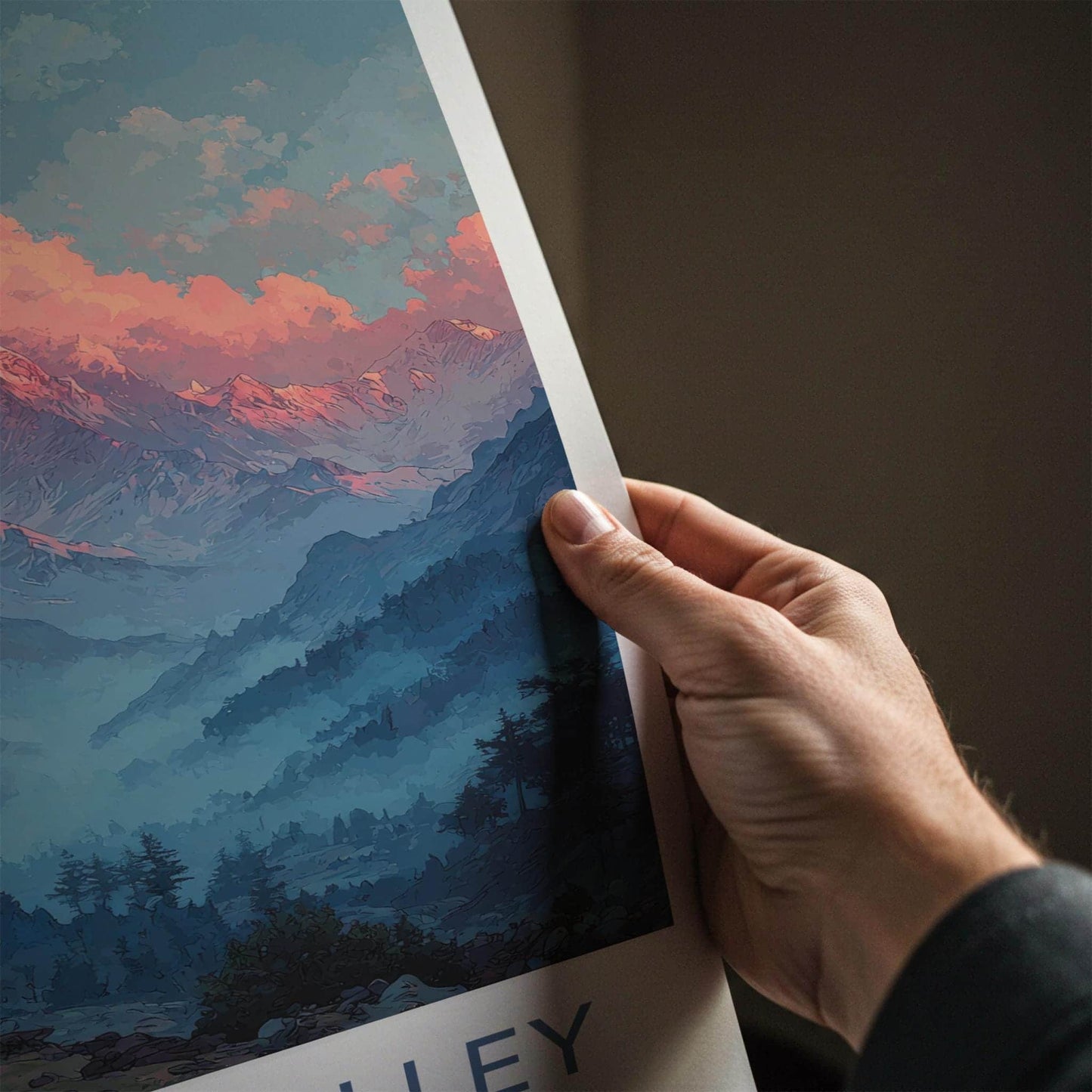 Sangla Valley Poster - India Wall Art - Himachal Pradesh Red Sunset Peaks Gift
