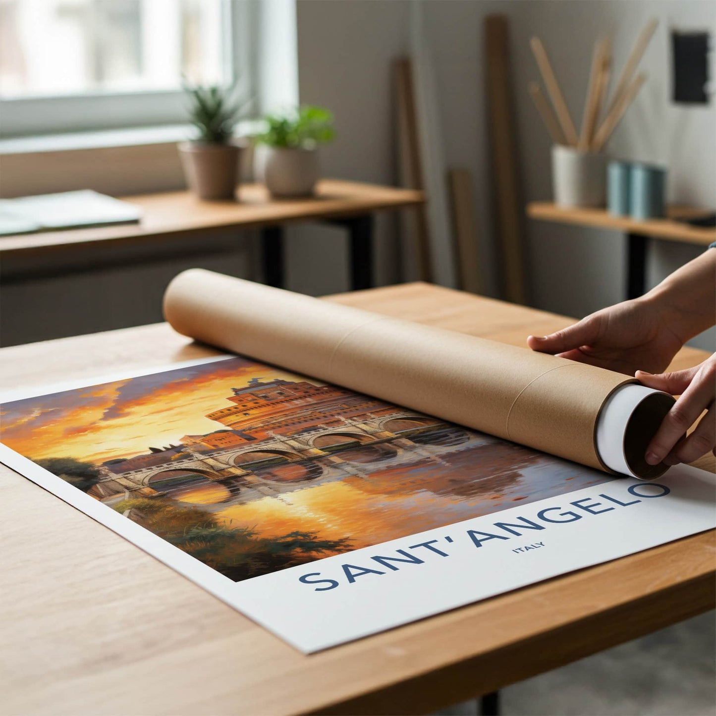 Sant Angelo Poster - Italy Wall Art - Golden Sunset River Home Decor