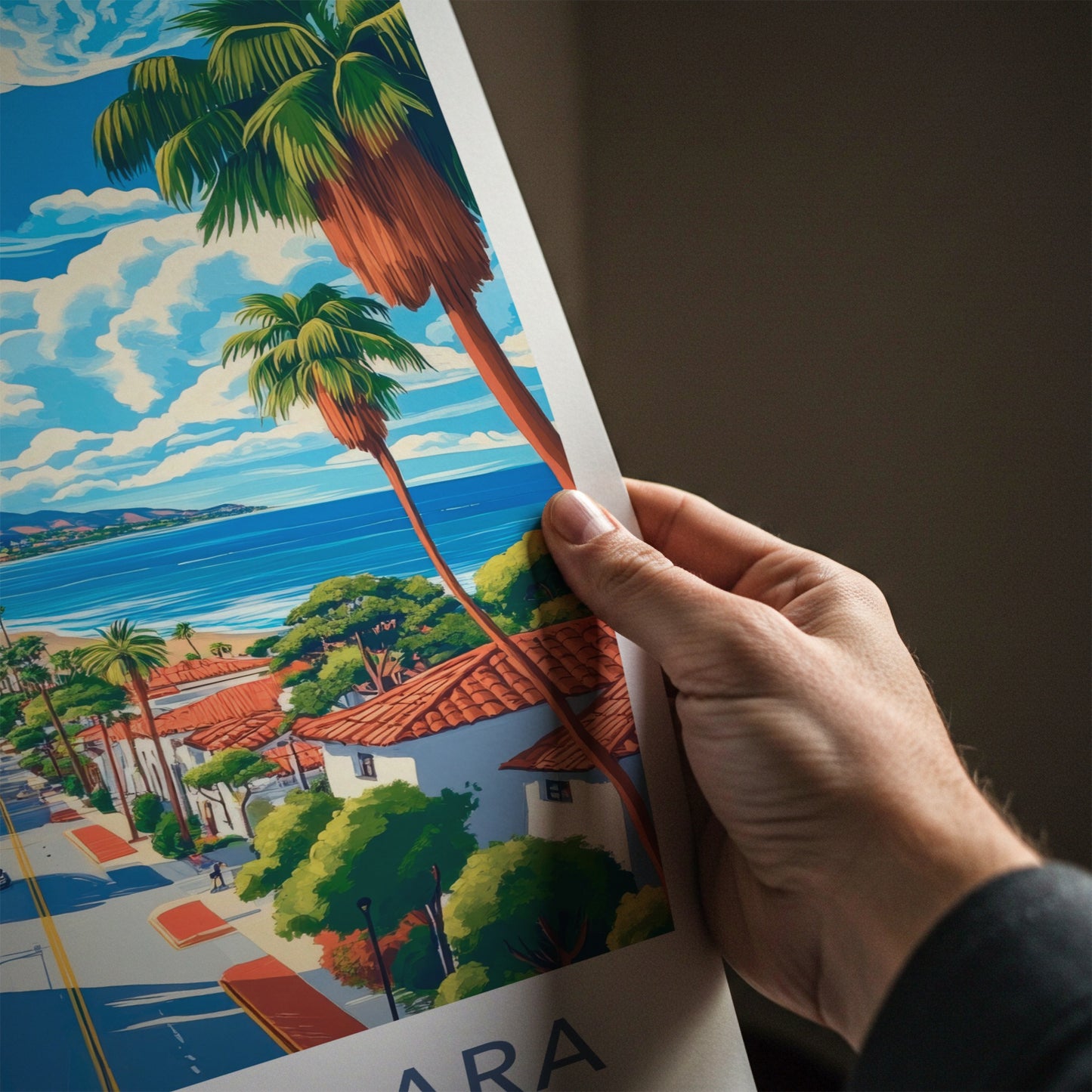 Santa Barbara Poster - California Travel Art - Beachside Town Vista Gift