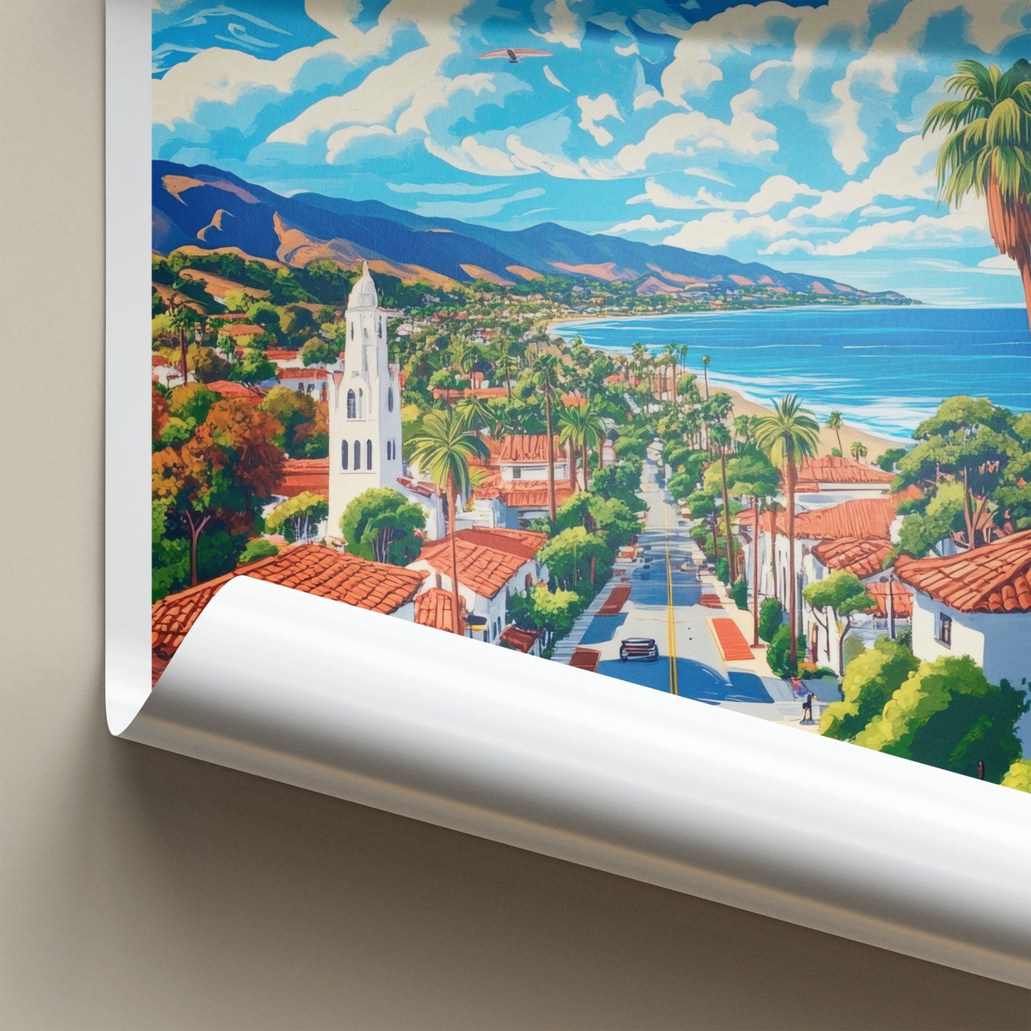 Santa Barbara Poster - California Travel Art - Beachside Town Vista Gift