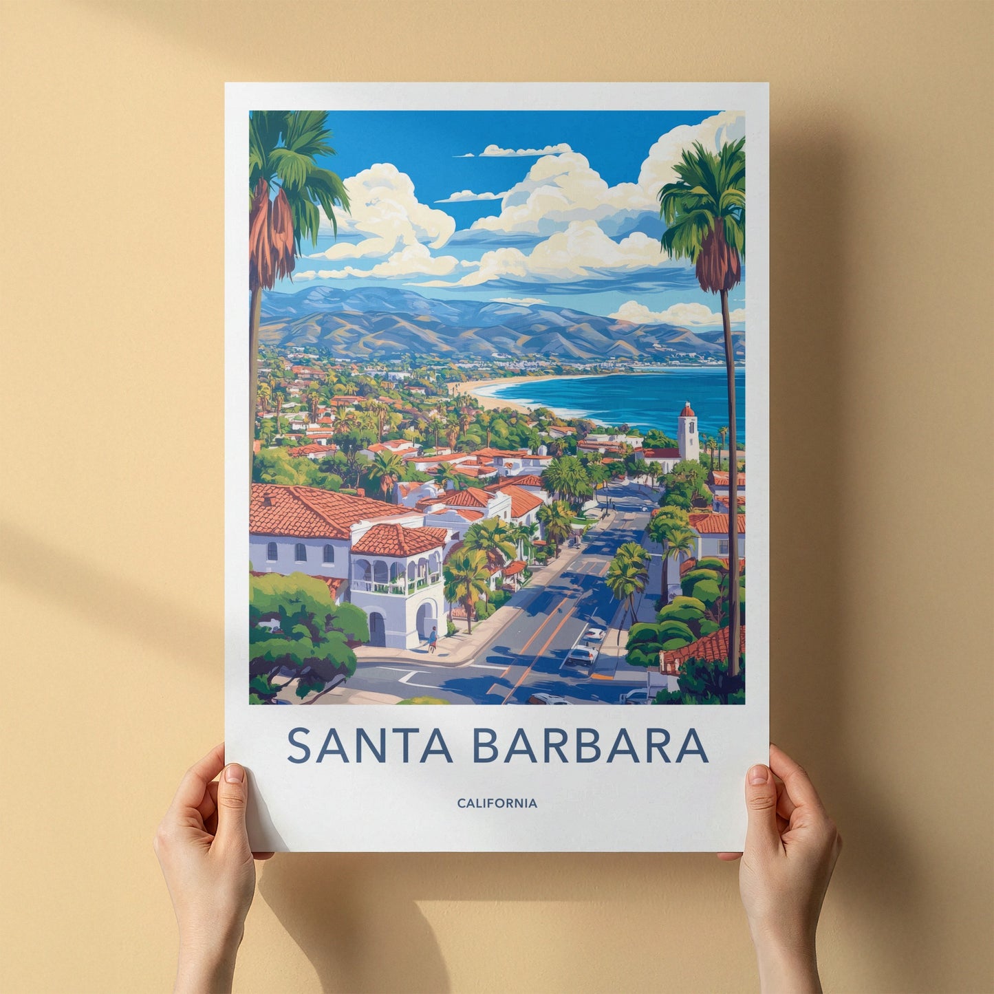 Santa Barbara Poster - California Travel Art - Coastal City View Home Decor