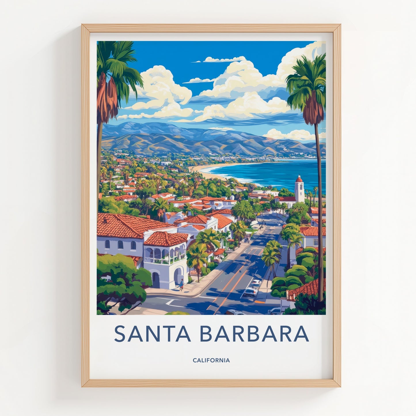 Santa Barbara Poster - California Travel Art - Coastal City View Home Decor
