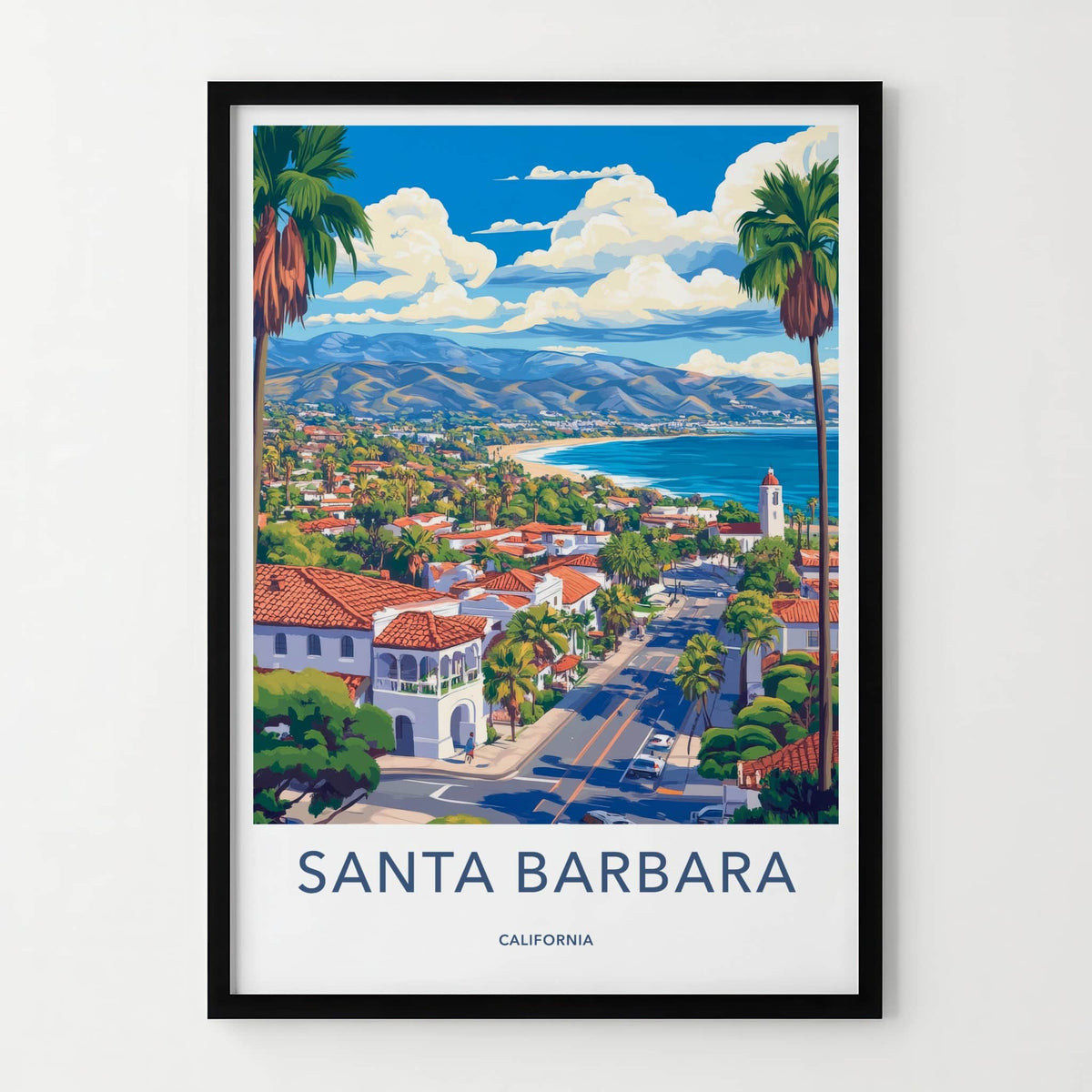 Santa Barbara Poster - California Travel Art - Coastal City View Home Decor