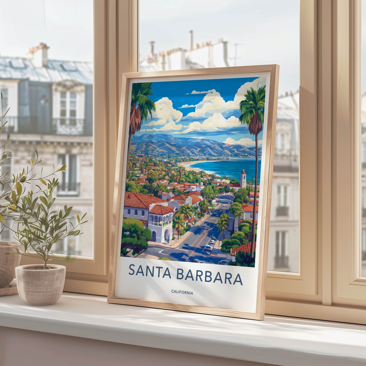 Santa Barbara Poster - California Travel Art - Coastal City View Home Decor