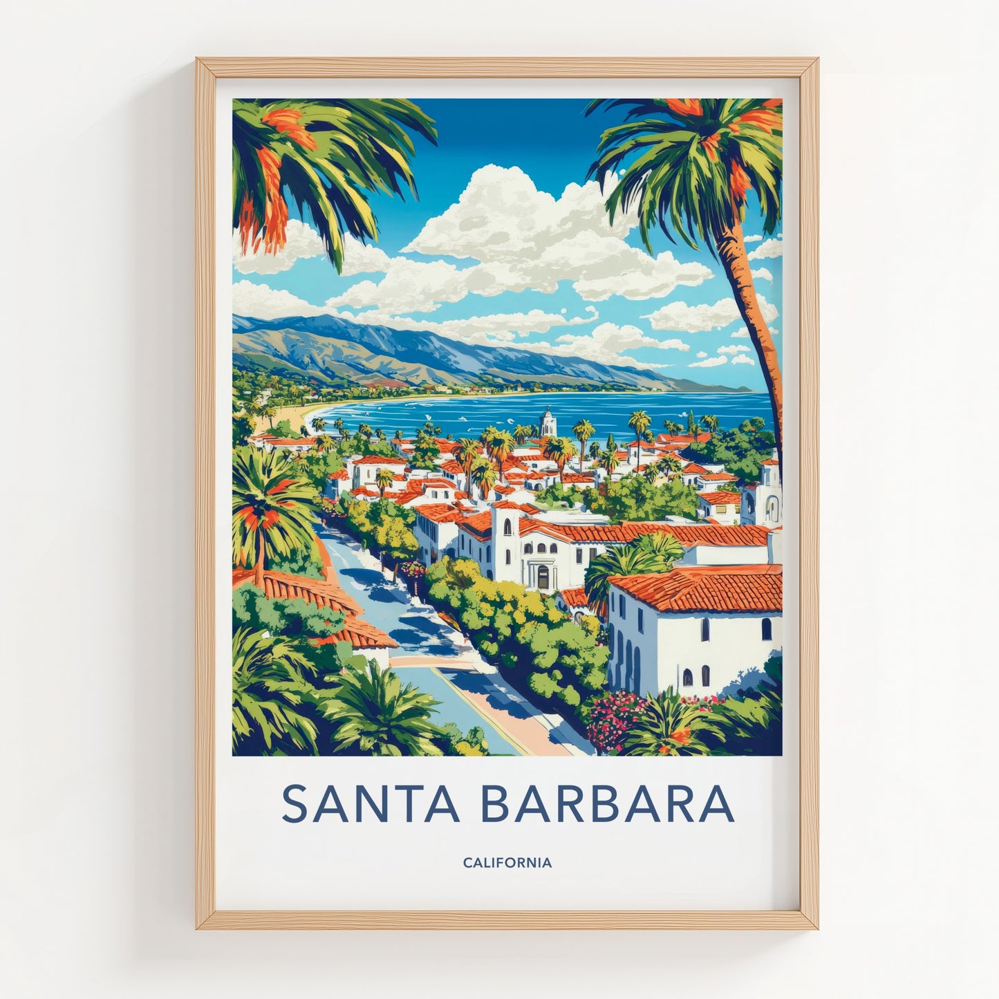 Santa Barbara Poster - California Travel Art - Coastal Cityscape View Home Decor