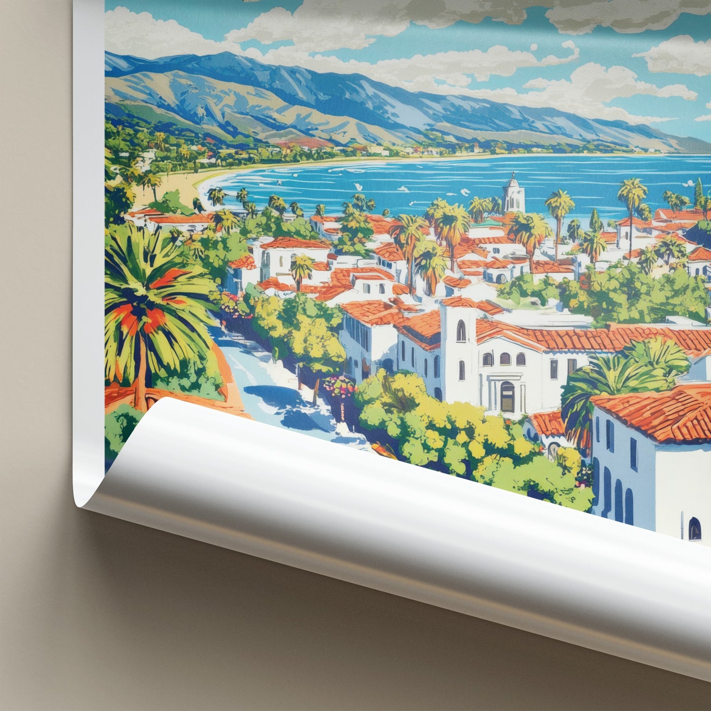 Santa Barbara Poster - California Travel Art - Coastal Cityscape View Home Decor