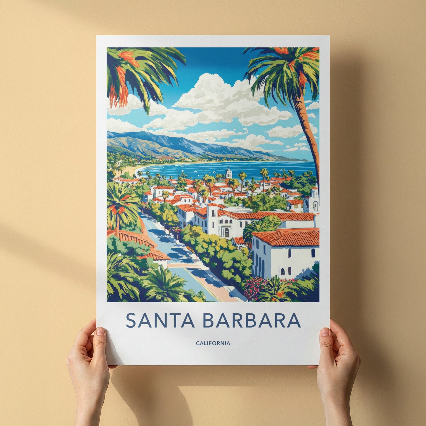 Santa Barbara Poster - California Travel Art - Coastal Cityscape View Home Decor