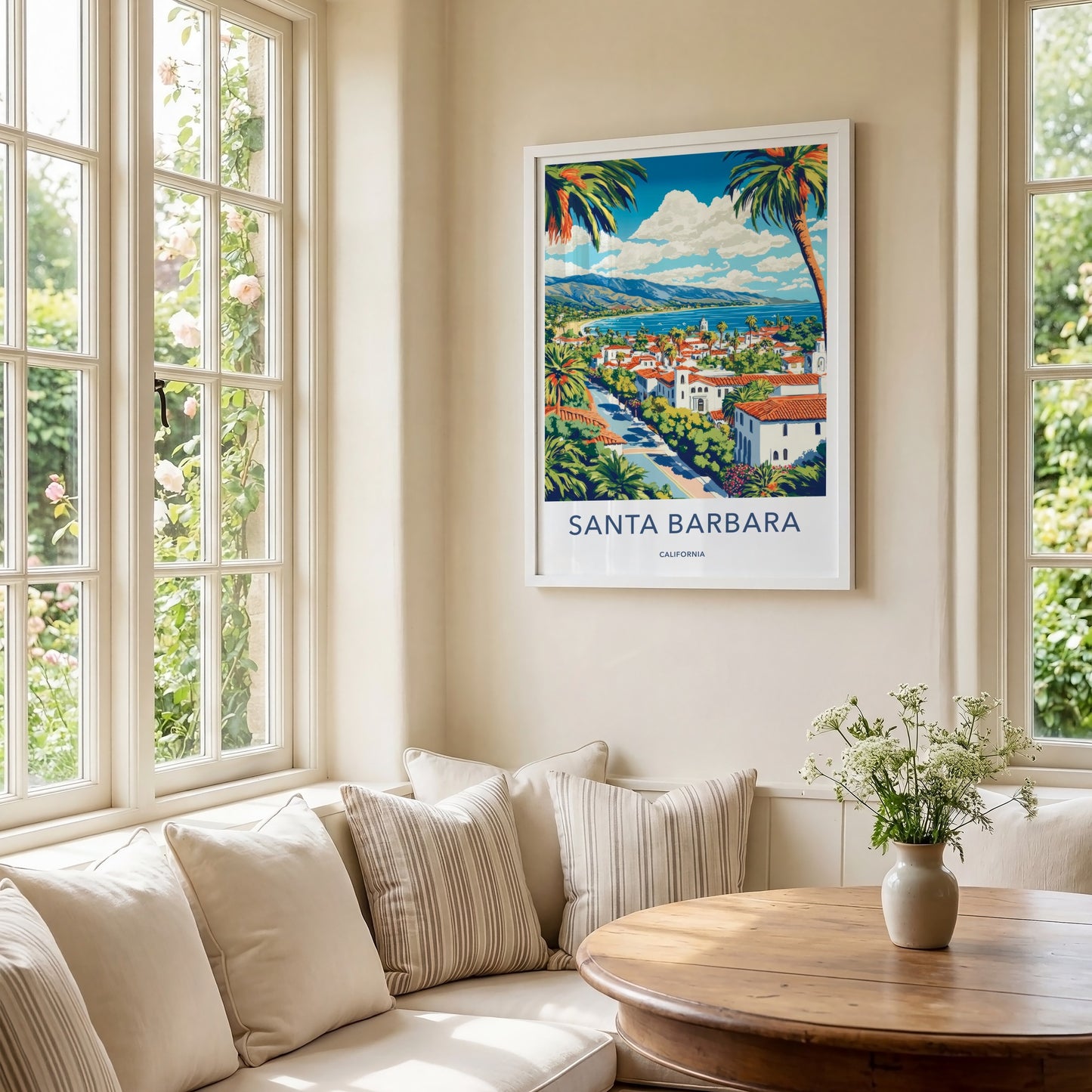 Santa Barbara Poster - California Travel Art - Coastal Cityscape View Home Decor