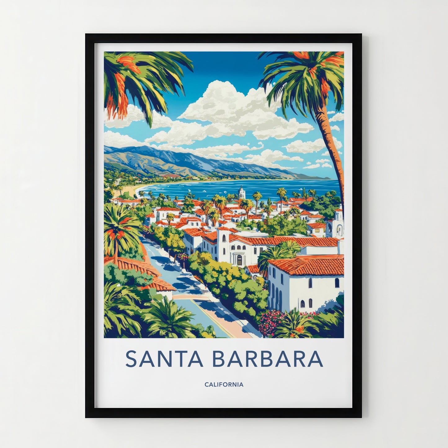 Santa Barbara Poster - California Travel Art - Coastal Cityscape View Home Decor