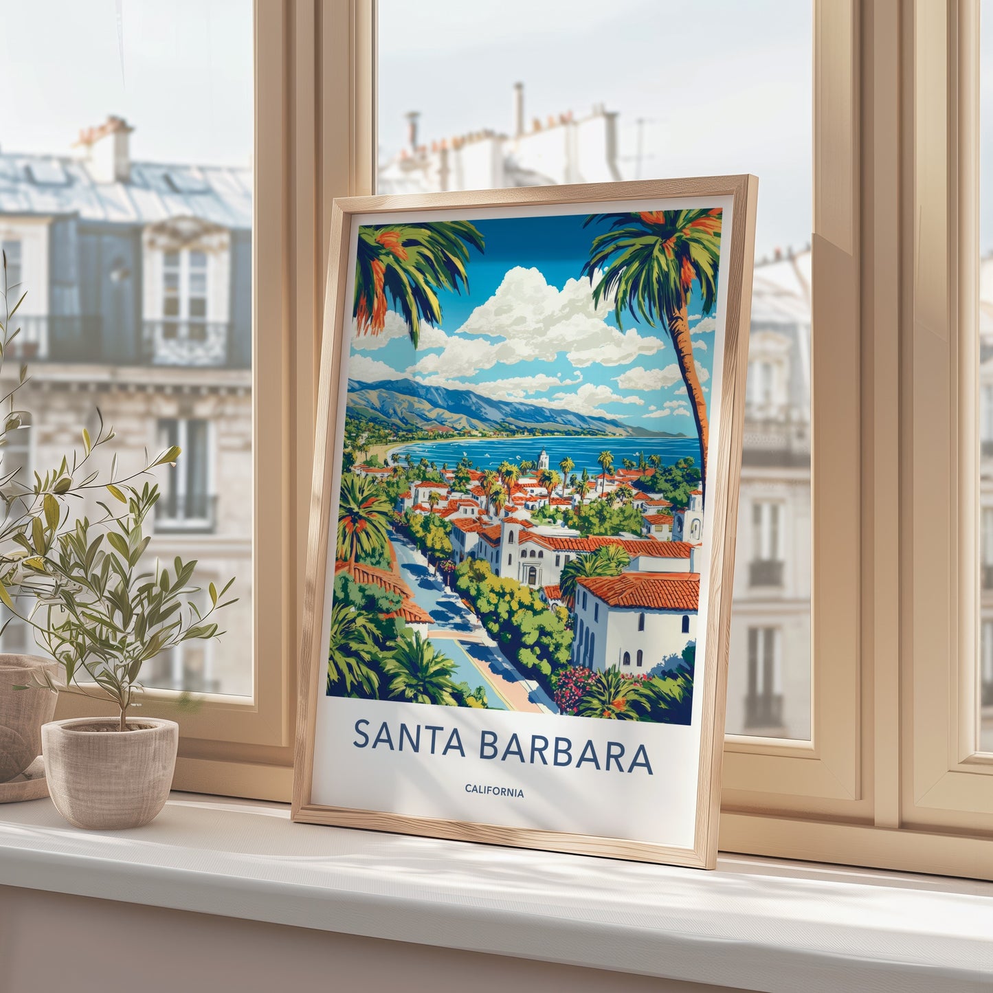 Santa Barbara Poster - California Travel Art - Coastal Cityscape View Home Decor