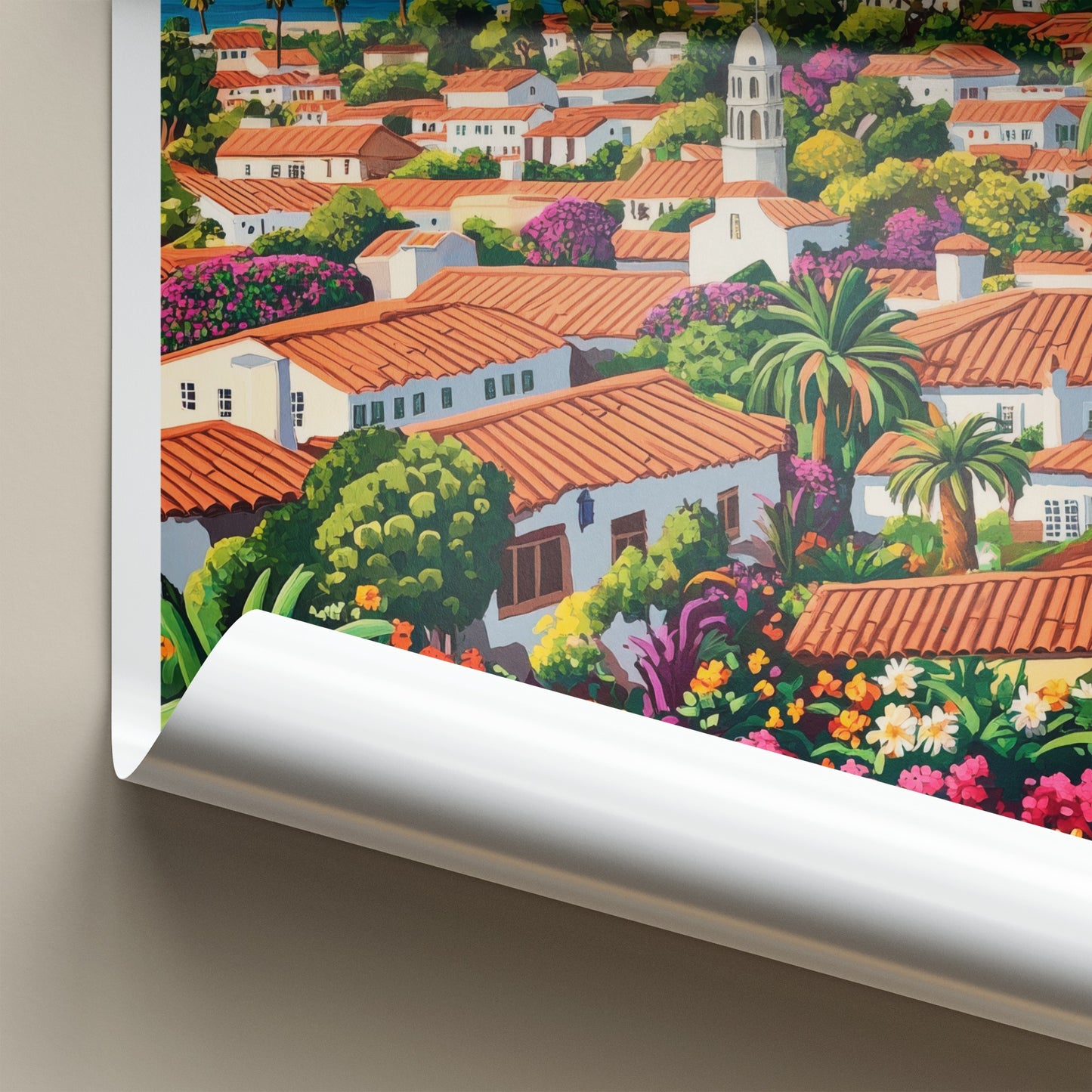 Santa Barbara Poster - California Travel Art - Lush Coastal Village Home Decor
