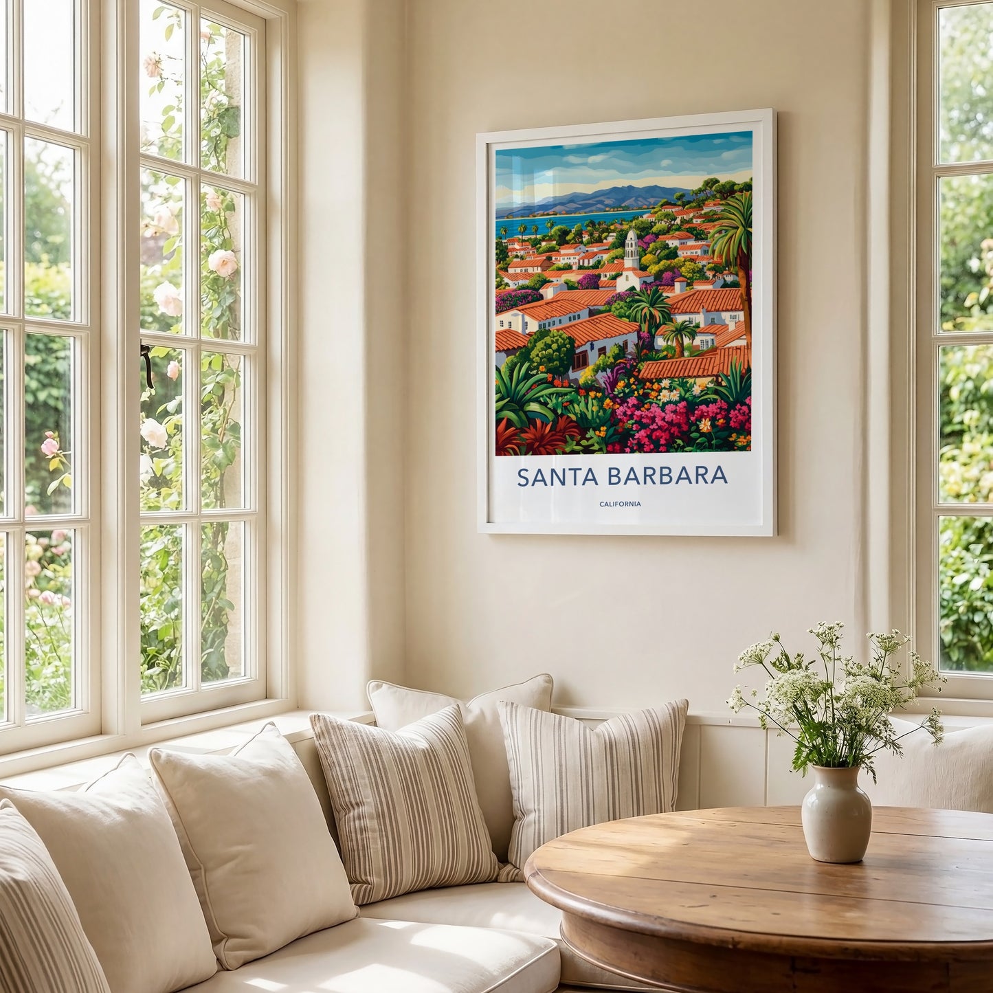 Santa Barbara Poster - California Travel Art - Lush Coastal Village Home Decor
