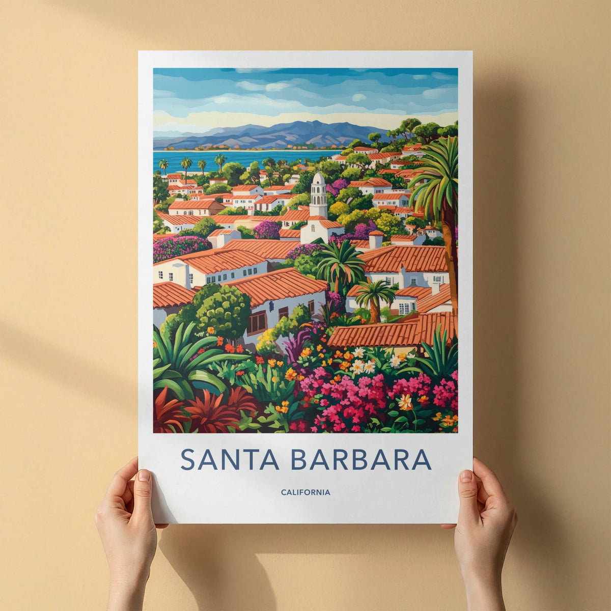 Santa Barbara Poster - California Travel Art - Lush Coastal Village Home Decor