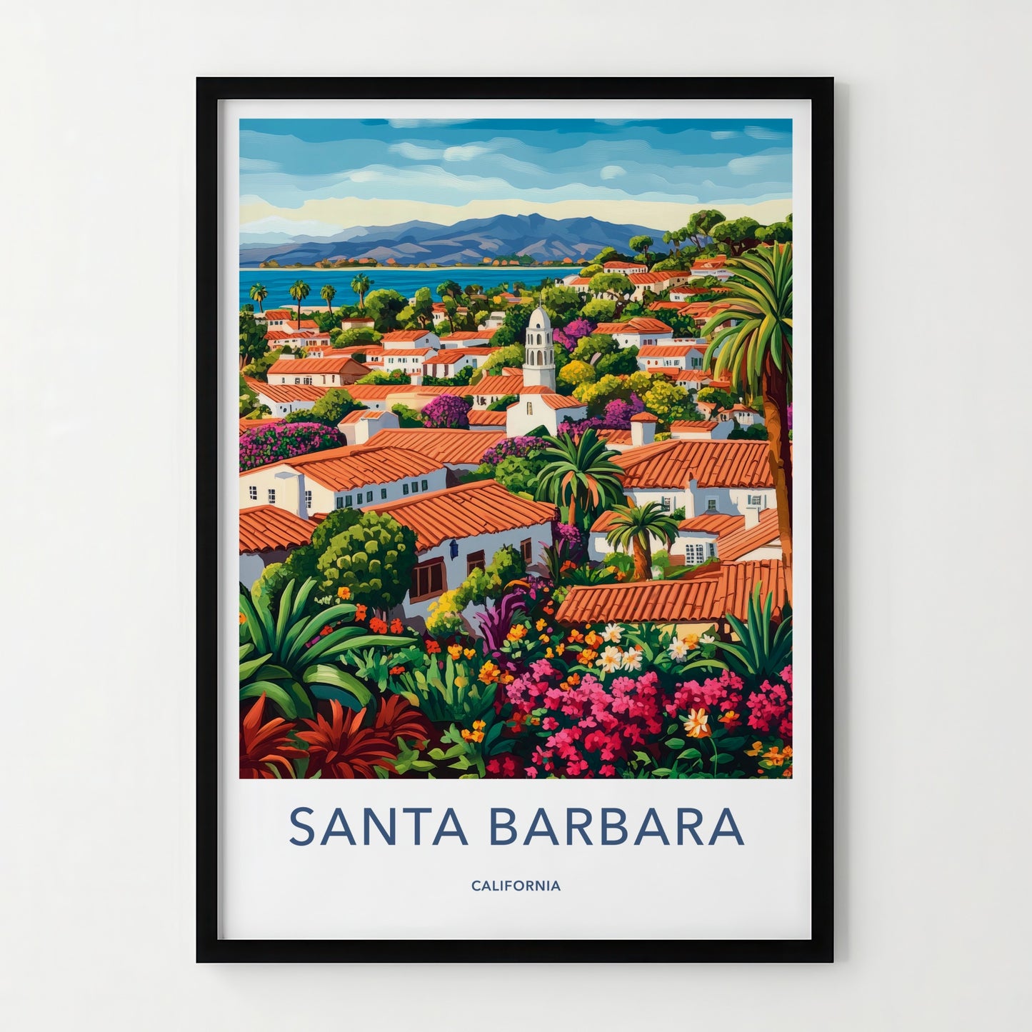 Santa Barbara Poster - California Travel Art - Lush Coastal Village Home Decor