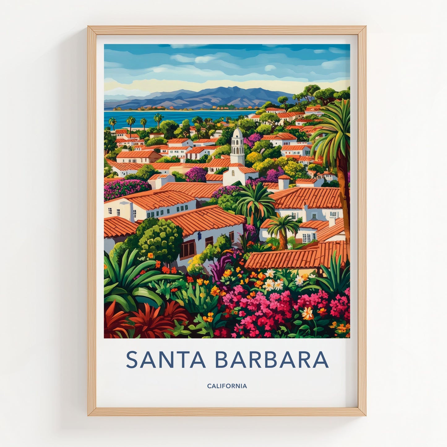 Santa Barbara Poster - California Travel Art - Lush Coastal Village Home Decor
