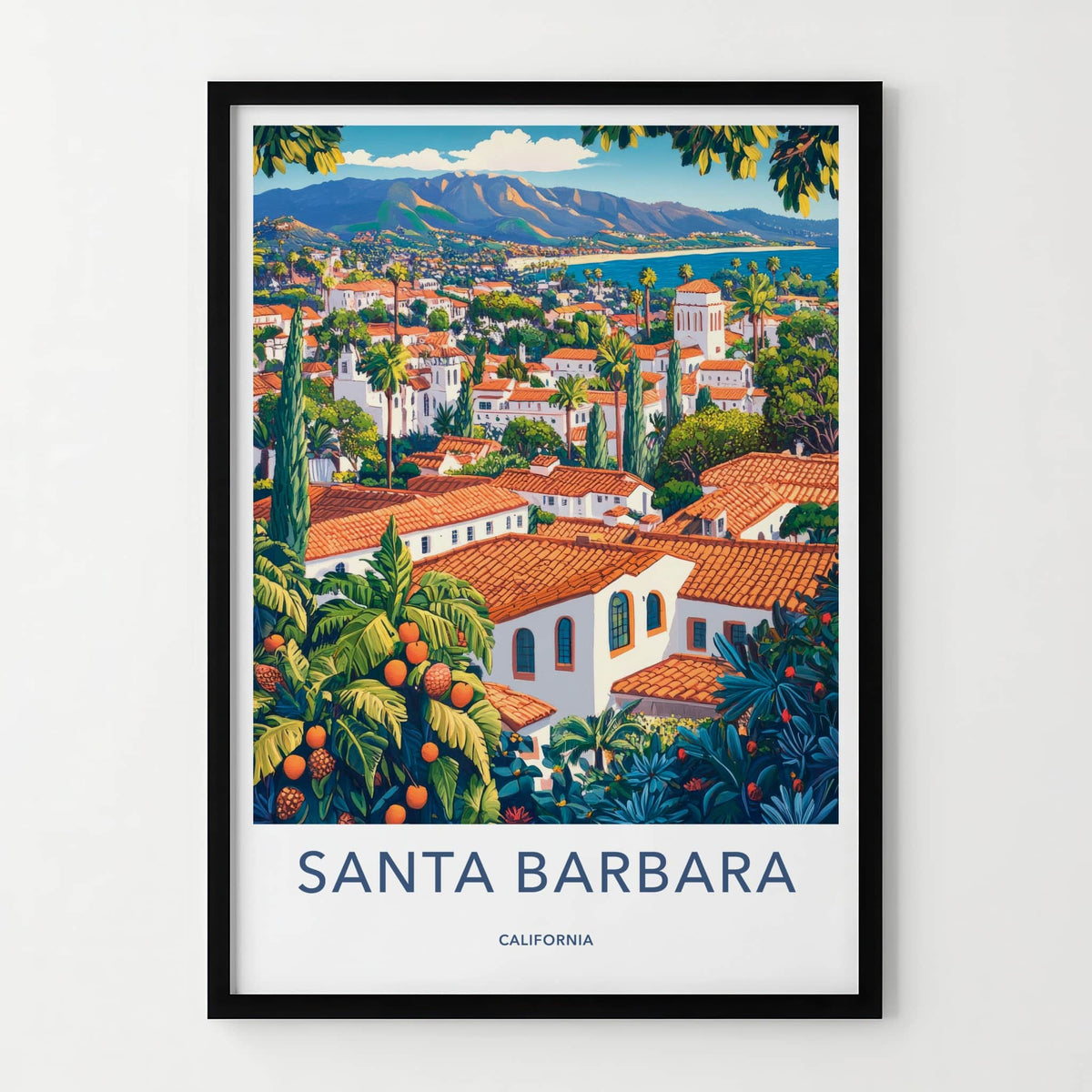 Santa Barbara Poster - California Travel Art - Mediterranean Coastal Vista Home Decor