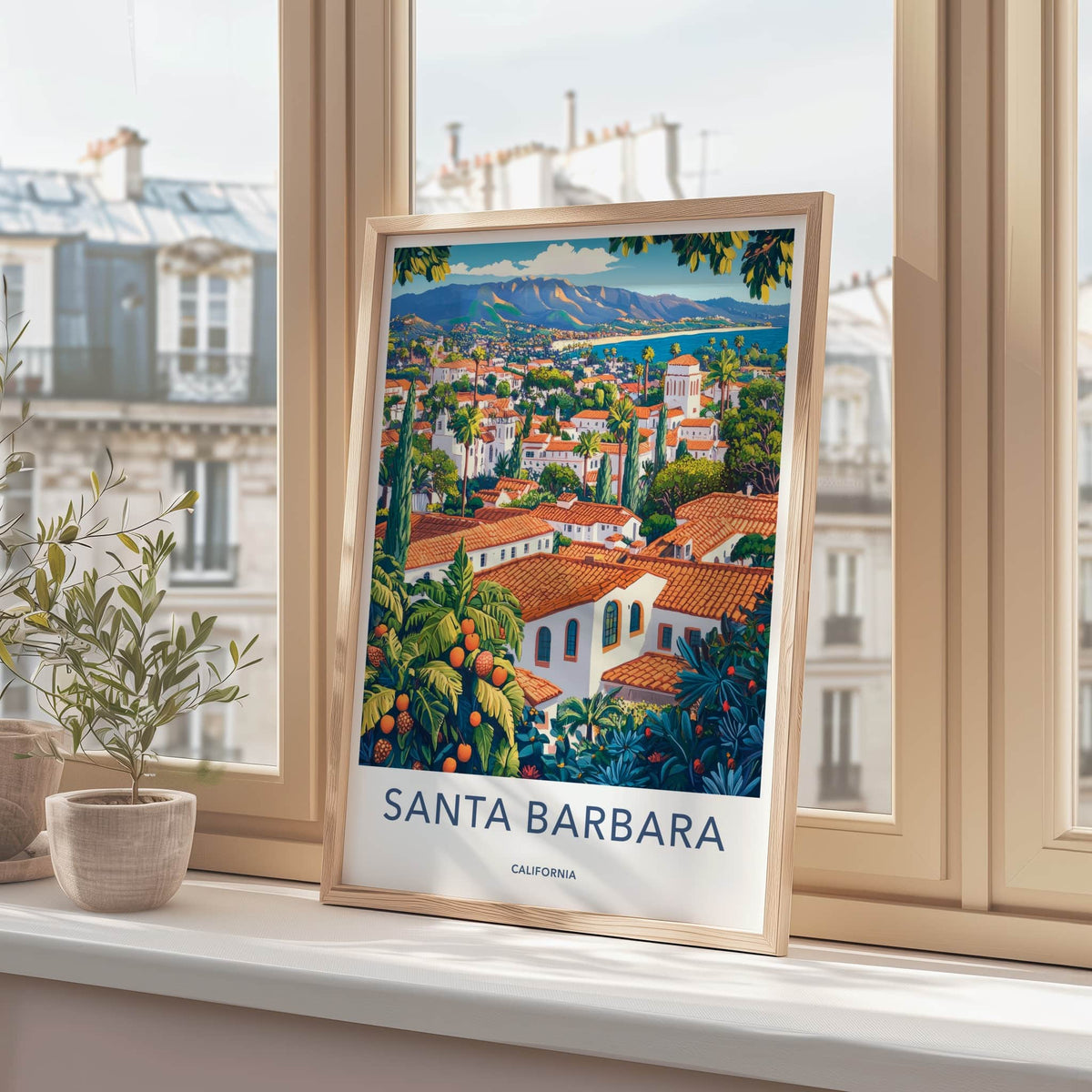 Santa Barbara Poster - California Travel Art - Mediterranean Coastal Vista Home Decor