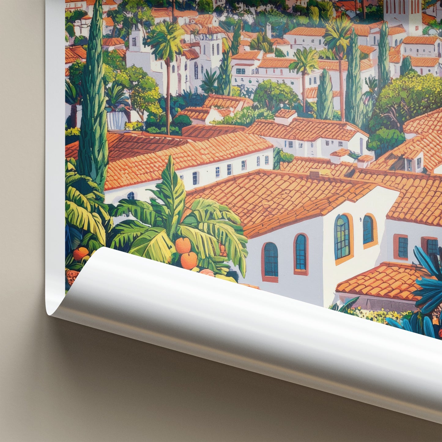 Santa Barbara Poster - California Travel Art - Mediterranean Coastal Vista Home Decor