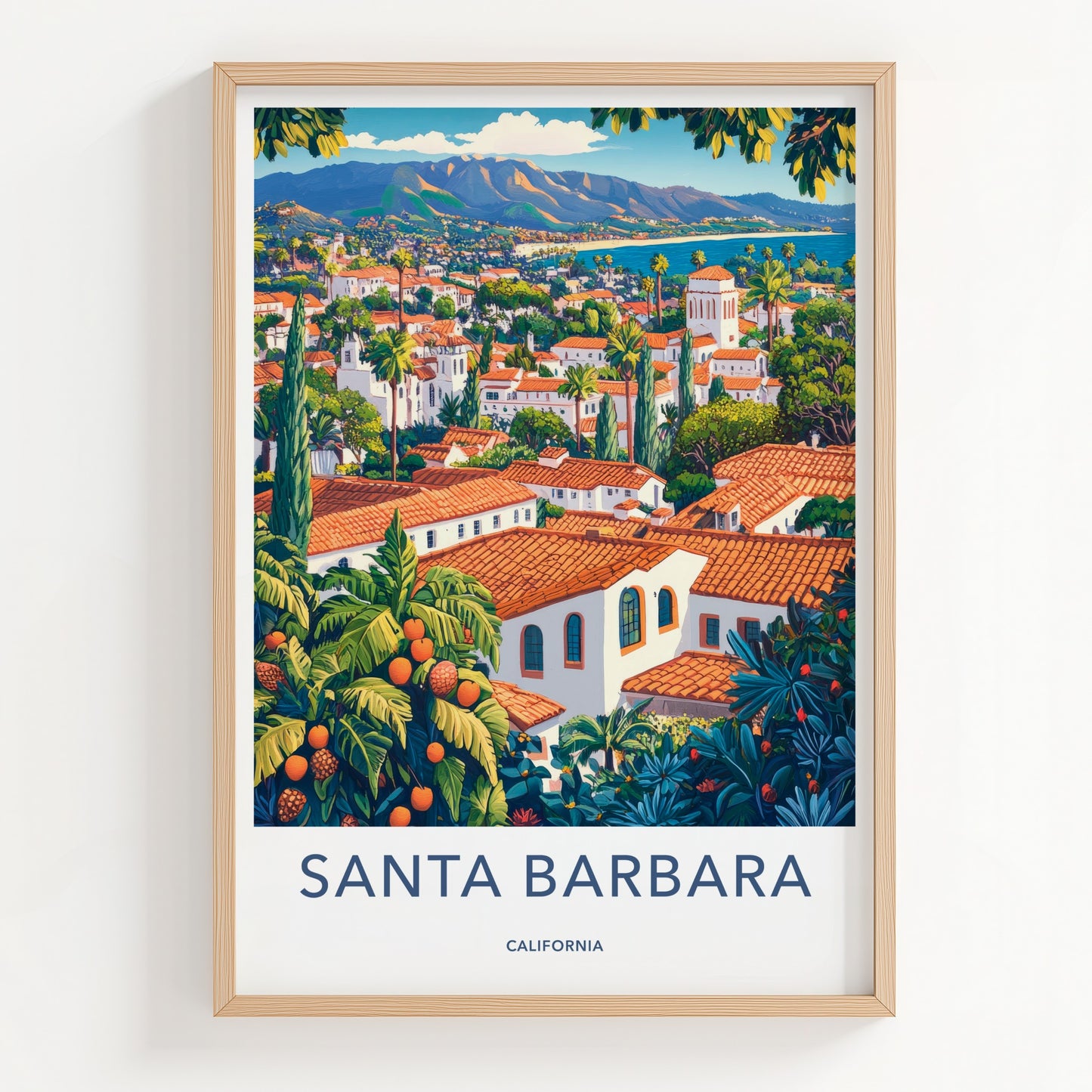 Santa Barbara Poster - California Travel Art - Mediterranean Coastal Vista Home Decor