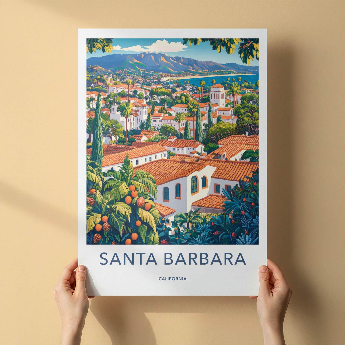 Santa Barbara Poster - California Travel Art - Mediterranean Coastal Vista Home Decor