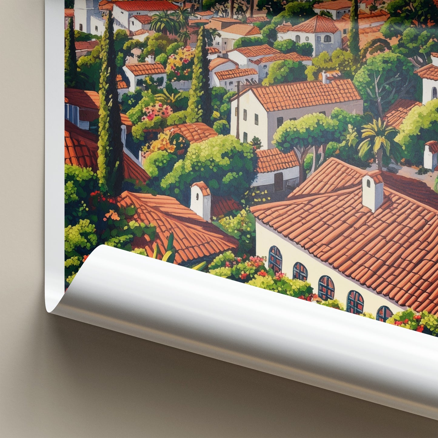 Santa Barbara Poster - California Travel Art - Mediterranean Seaside Town Home Decor