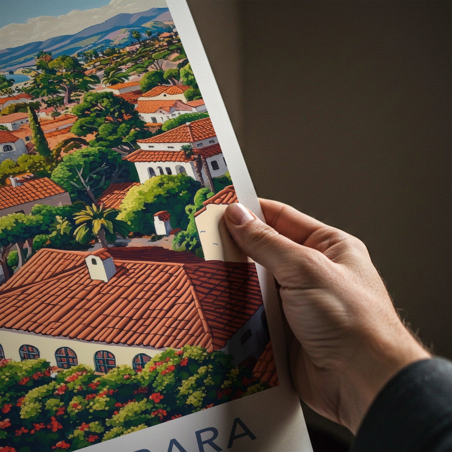 Santa Barbara Poster - California Travel Art - Mediterranean Seaside Town Home Decor