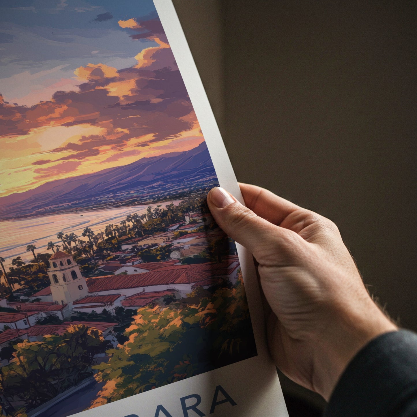 Santa Barbara Poster - California Travel Art - Ocean Sunset Town Home Decor