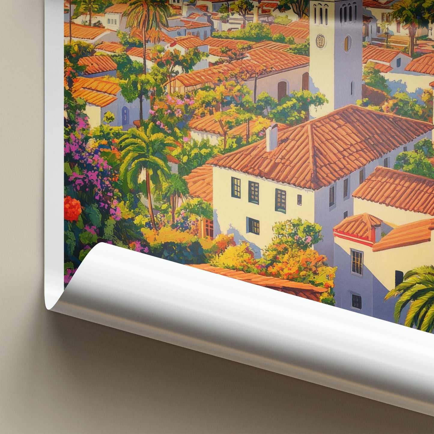 Santa Barbara Poster - California Wall Art - Coastal Village Overview Home Decor