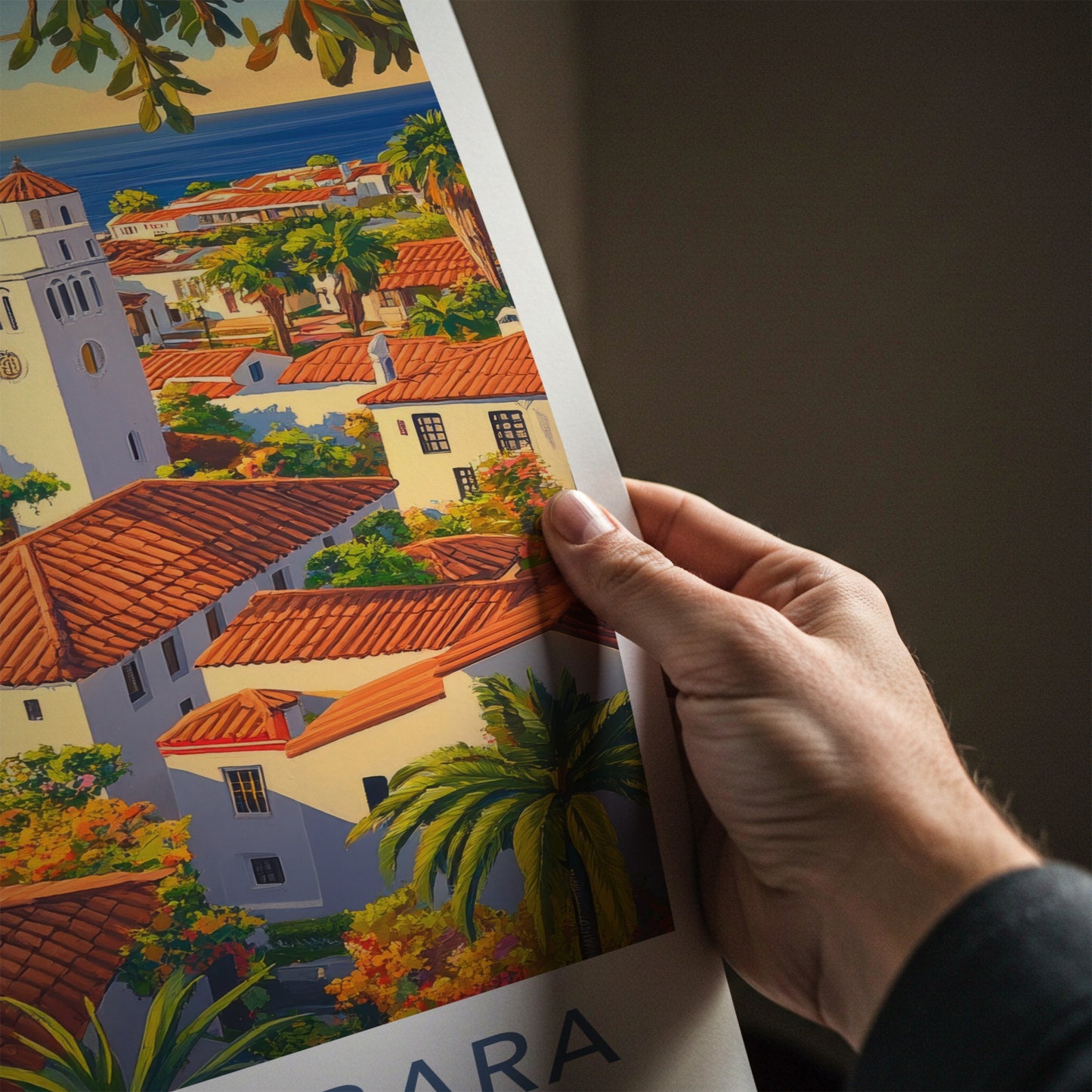 Santa Barbara Poster - California Wall Art - Coastal Village Overview Home Decor
