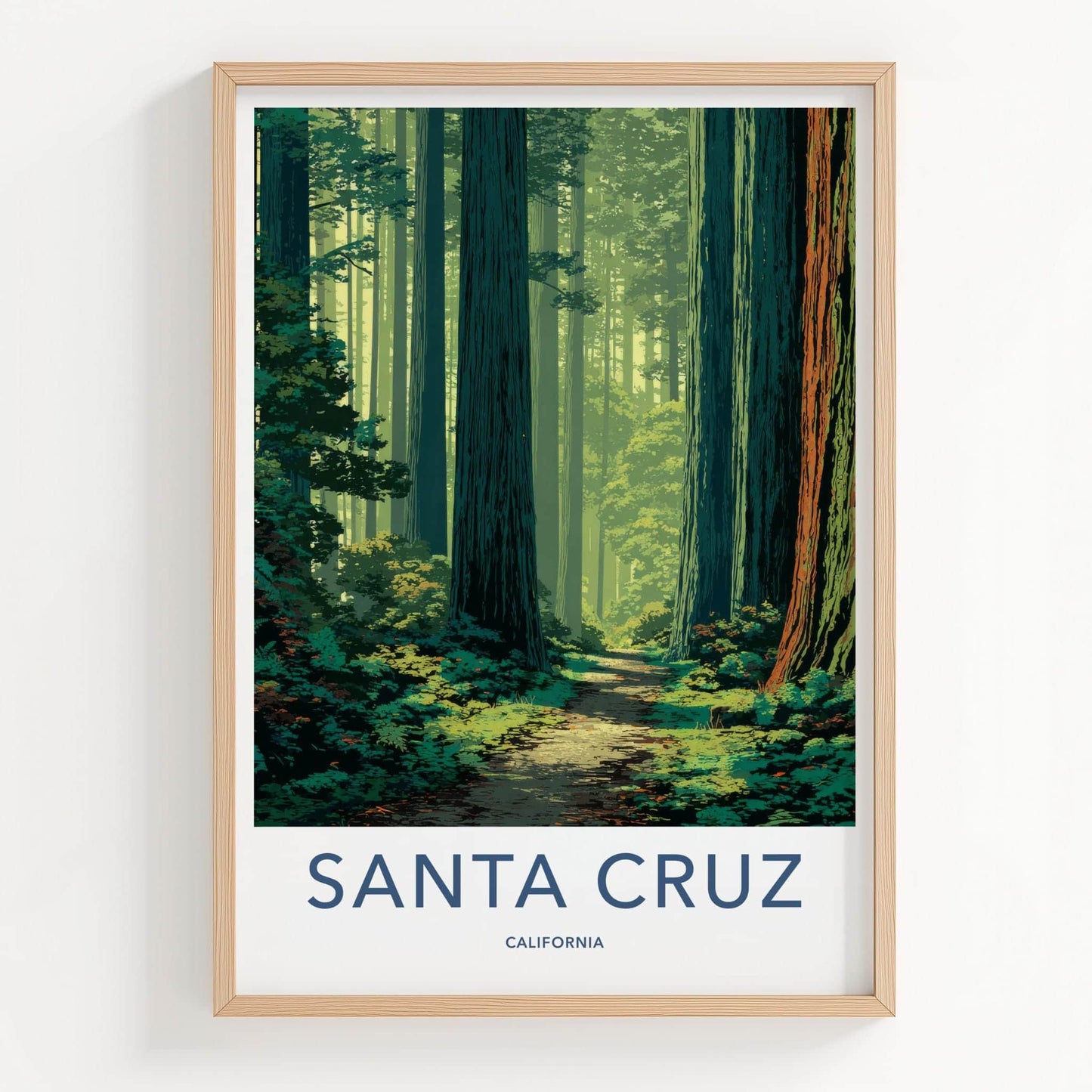 Santa Cruz Poster - California Travel Art - Sun Dappled Path Home Decor