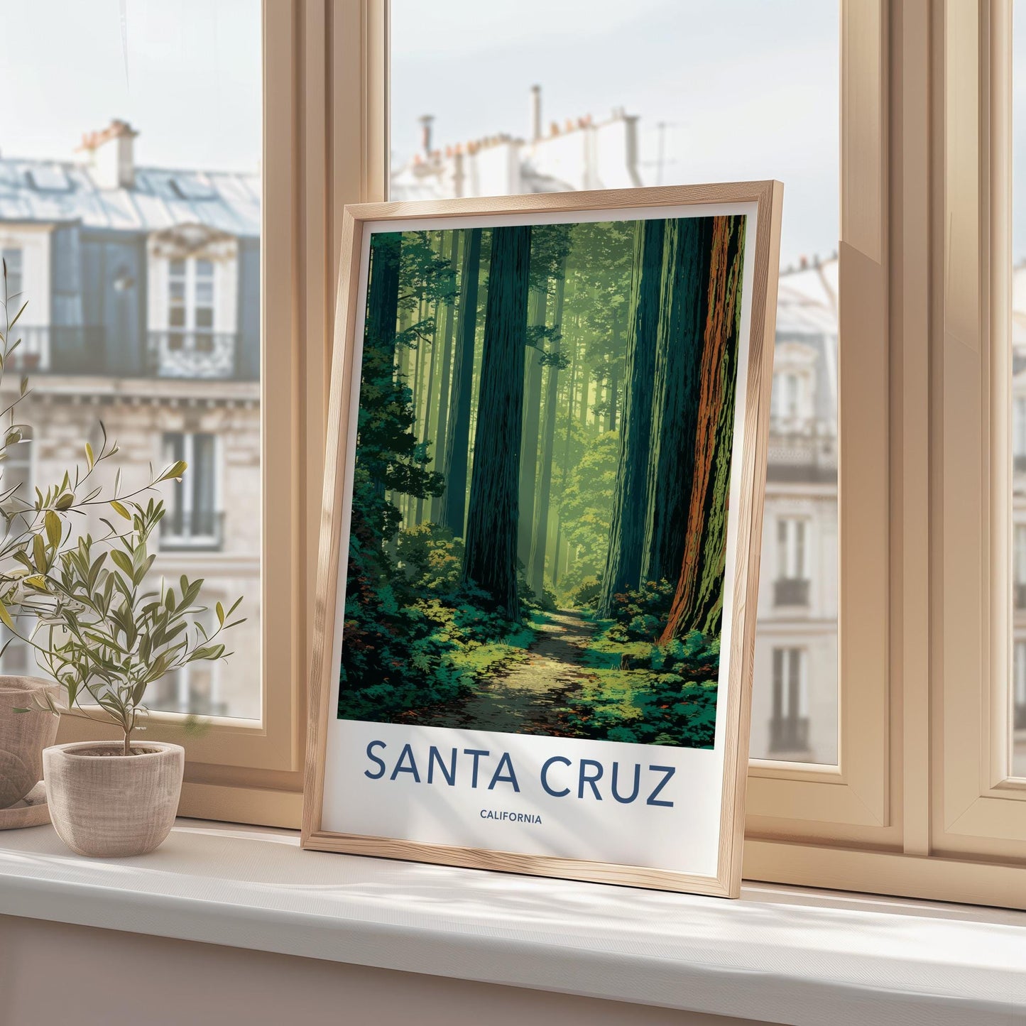 Santa Cruz Poster - California Travel Art - Sun Dappled Path Home Decor