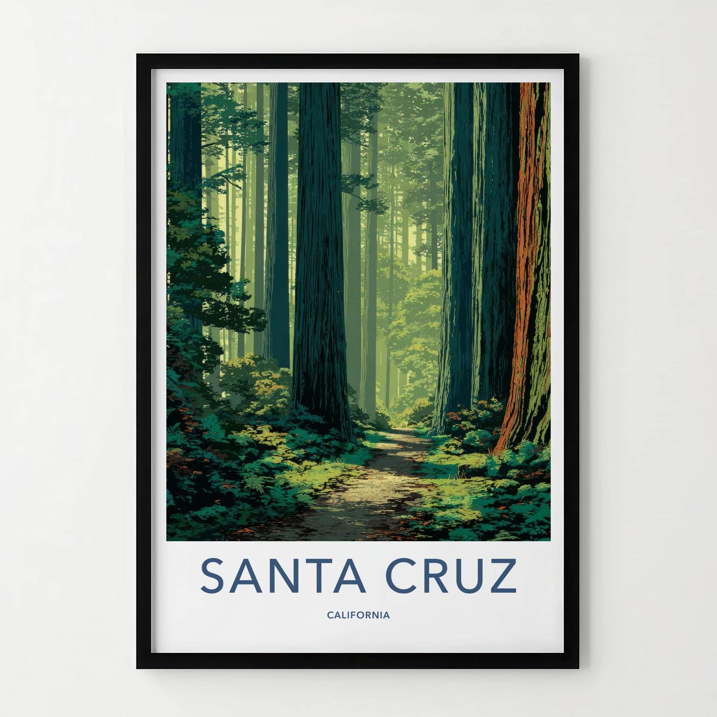 Santa Cruz Poster - California Travel Art - Sun Dappled Path Home Decor