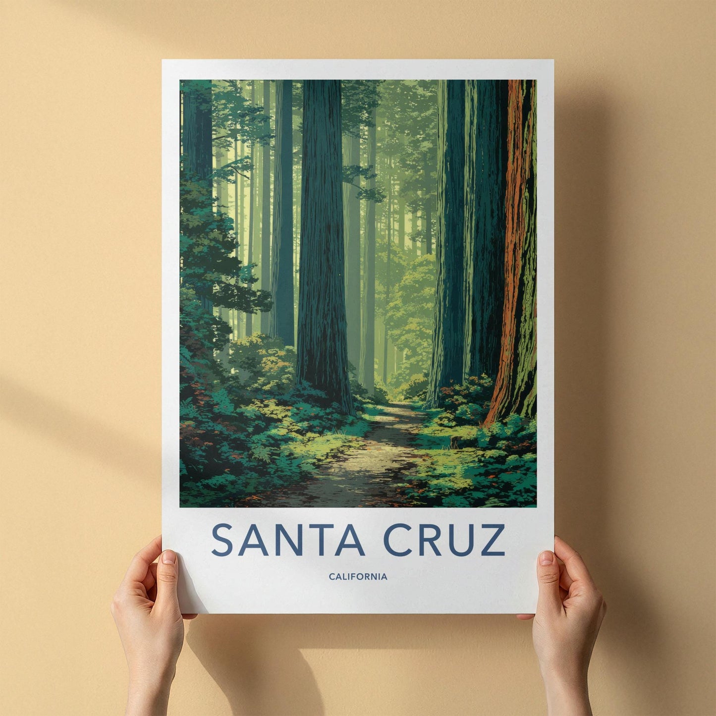 Santa Cruz Poster - California Travel Art - Sun Dappled Path Home Decor