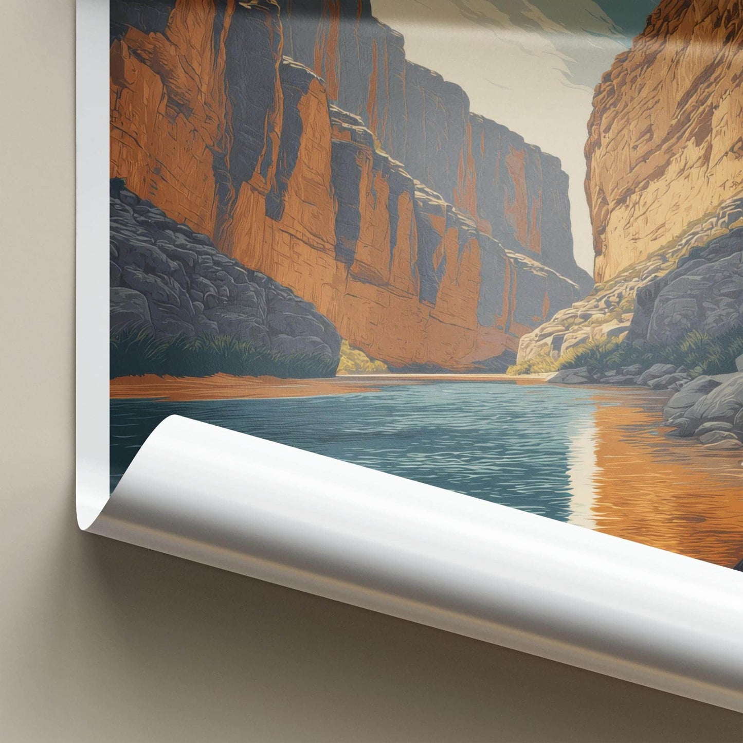 Santa Elena Poster - Texas Travel Art - Canyon River Flow Home Decor