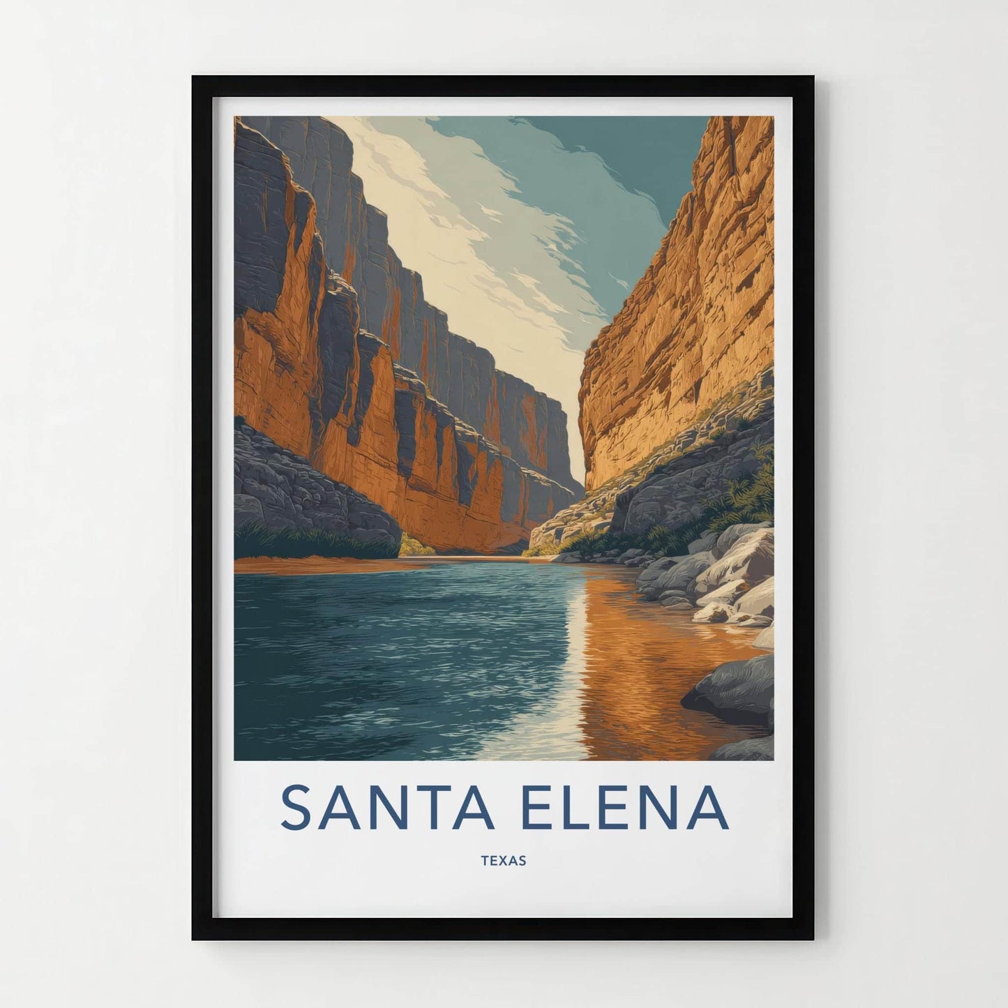 Santa Elena Poster - Texas Travel Art - Canyon River Flow Home Decor