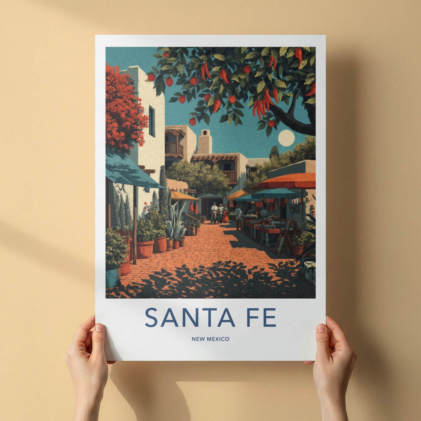 Santa Fe Poster - New Mexico Wall Art - Street Market Lively Home Decor