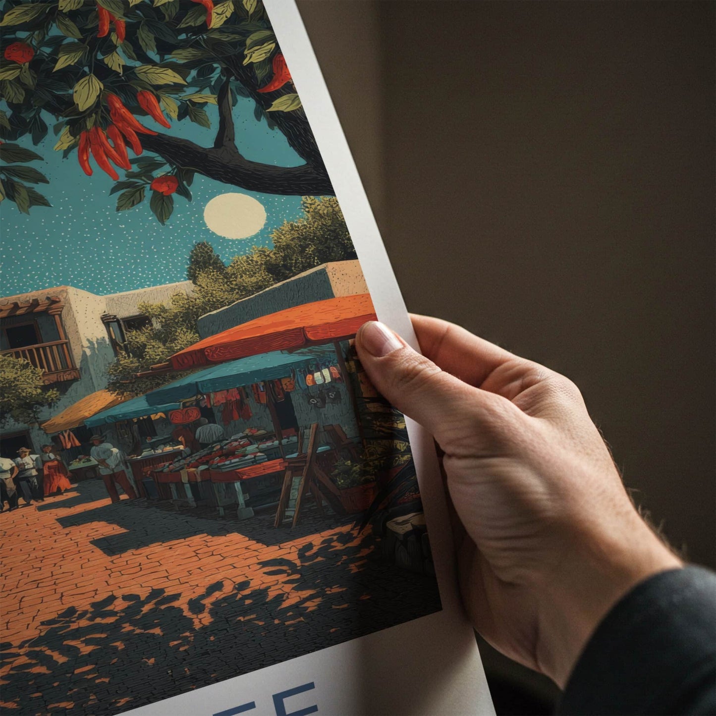 Santa Fe Poster - New Mexico Wall Art - Street Market Lively Home Decor
