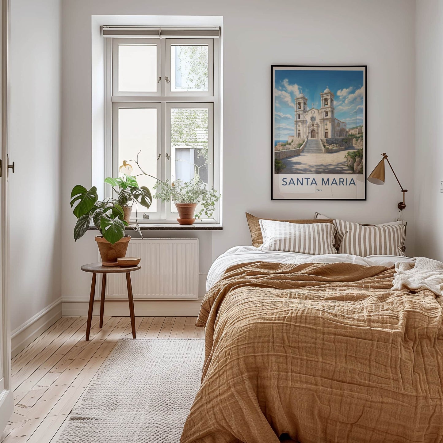 Santa Maria Poster - Italy Travel Art - Bell Towers Steps Home Decor
