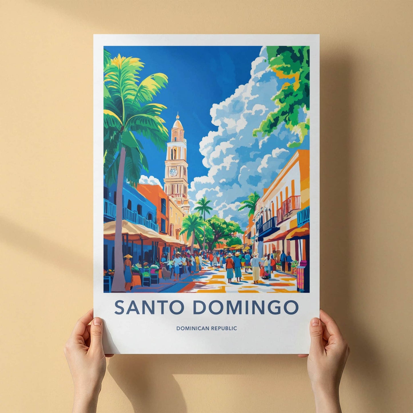 Santo Domingo Poster - Dominican Republic Travel Art - Vibrant City Street Home Decor