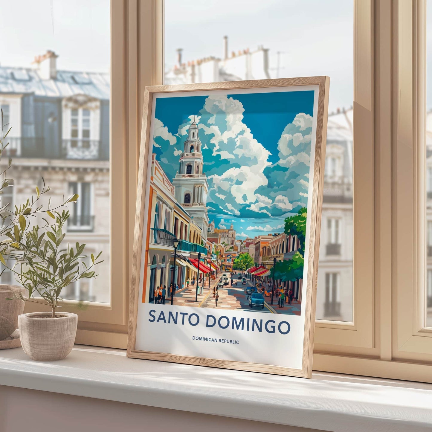 Santo Domingo Poster - Dominican Republic Travel Art - Vibrant City Street Home Decor