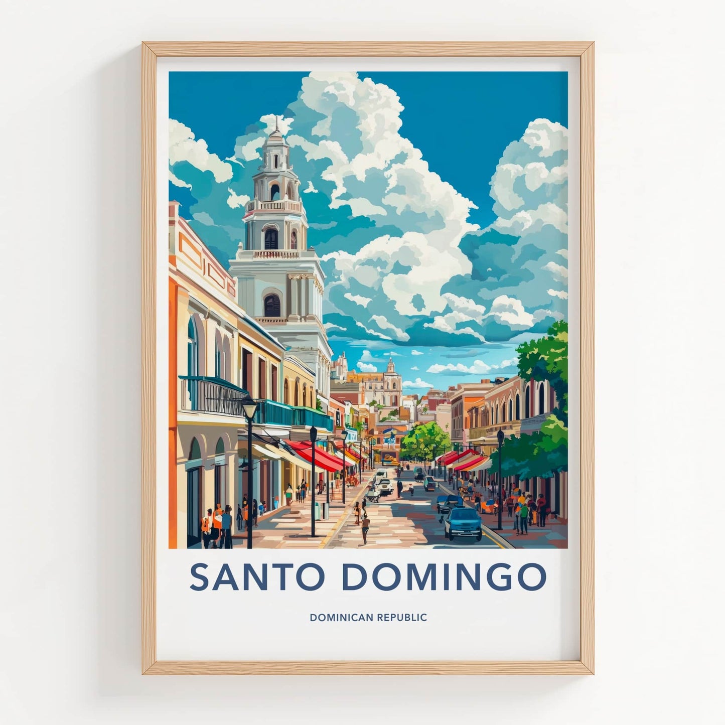 Santo Domingo Poster - Dominican Republic Travel Art - Vibrant City Street Home Decor